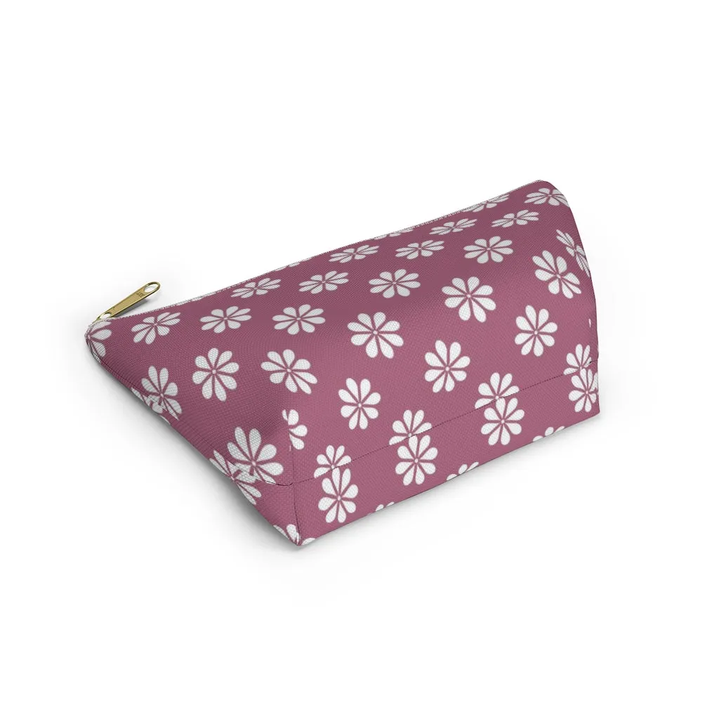 Purple Floral Accessory Pouch w T-bottom