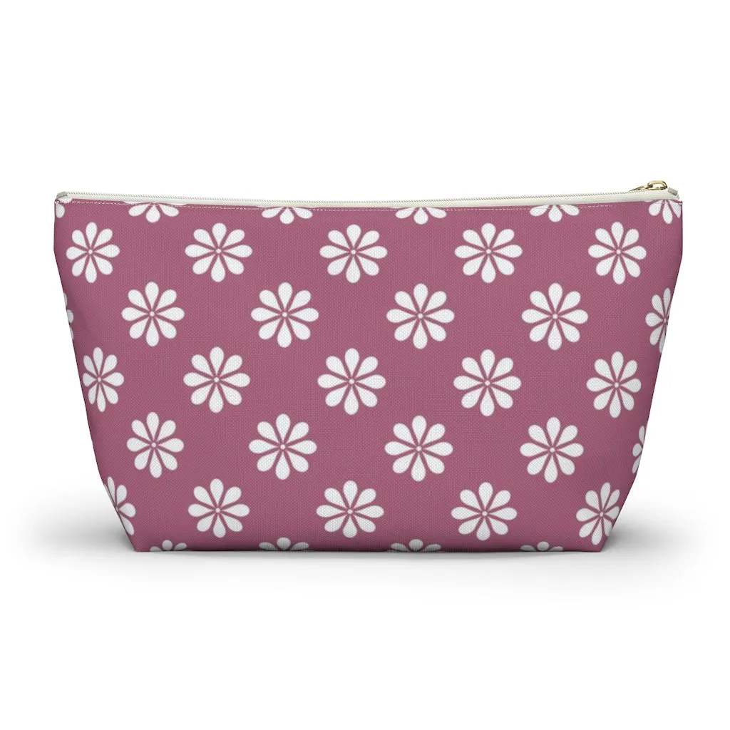 Purple Floral Accessory Pouch w T-bottom