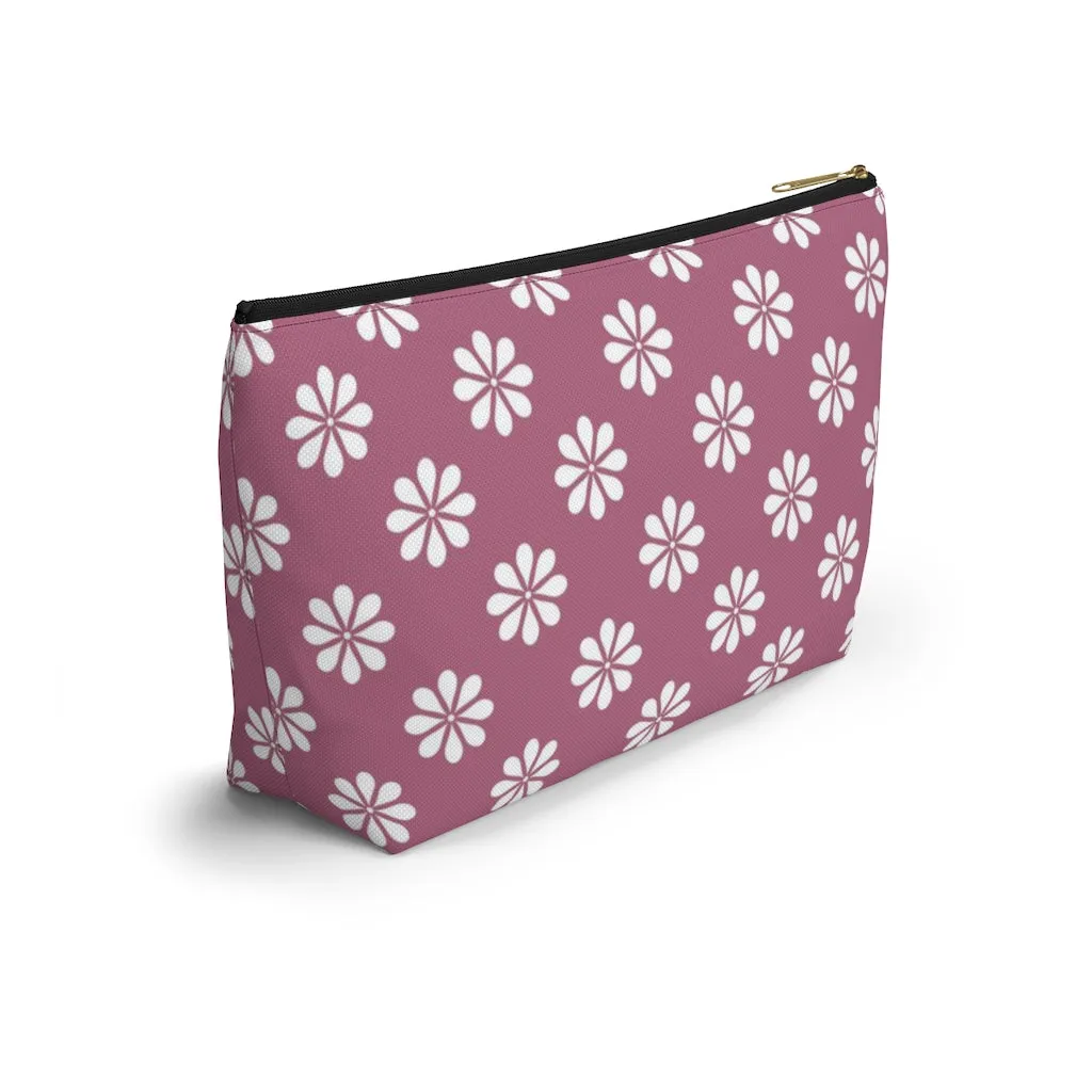 Purple Floral Accessory Pouch w T-bottom