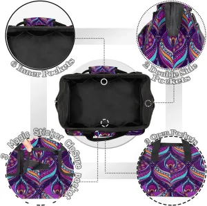 Purple Paisley Tool Bag for Men Women Multi-Pockets Wide Mouth Tool Storage Bags 14.8 Inch Waterproof Heavy Duty Tool Bag Organizer for Electrician Mechanic Plumbers Handymen