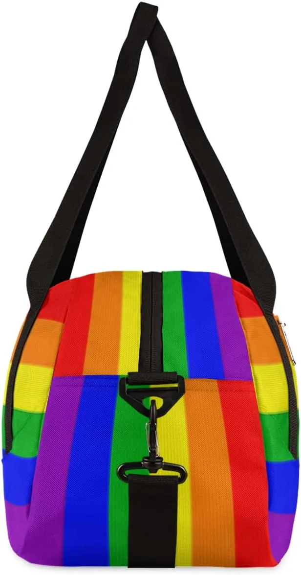 Rainbow Flag Kids Duffel Bag for Girls Boys Teens, Rainbow Pixel Wind Dance Bag Overnight Small Duffel Bag Carry On Weekend Sports Gym Travel Bag for School Practice Gymnastics Ballet