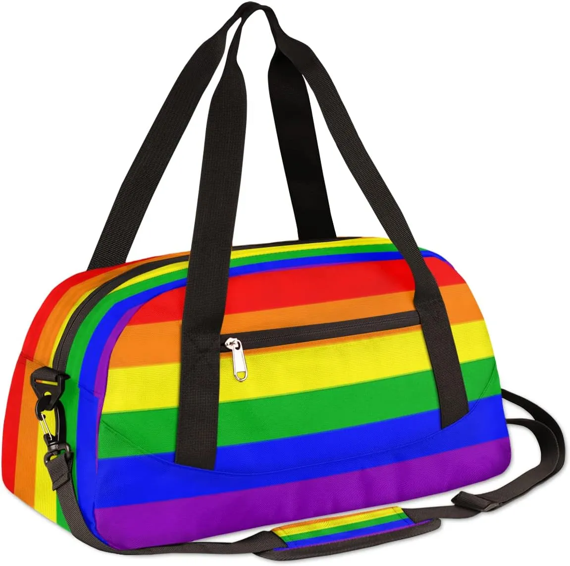 Rainbow Flag Kids Duffel Bag for Girls Boys Teens, Rainbow Pixel Wind Dance Bag Overnight Small Duffel Bag Carry On Weekend Sports Gym Travel Bag for School Practice Gymnastics Ballet