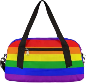 Rainbow Flag Kids Duffel Bag for Girls Boys Teens, Rainbow Pixel Wind Dance Bag Overnight Small Duffel Bag Carry On Weekend Sports Gym Travel Bag for School Practice Gymnastics Ballet