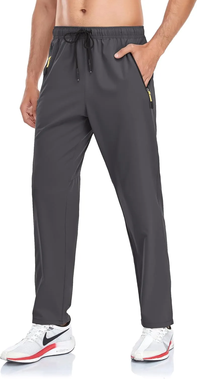 Rapoo Men's Lightweight Pants with Zipper Pockets Quick Dry Workout Athletic Travel Pants