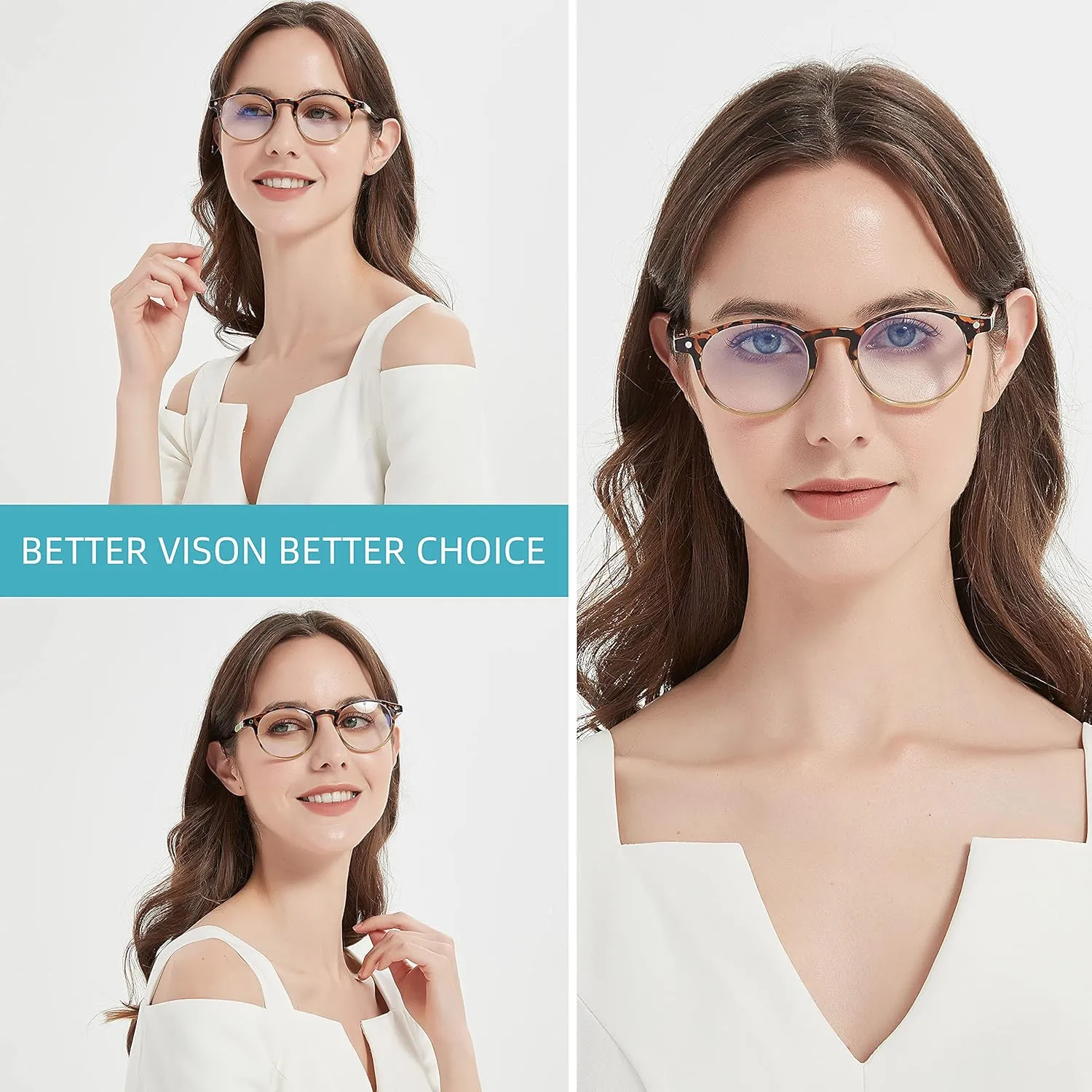 Reading Glasses for Women - Blue Light Blocking Ladies Spring Hinge Readers with Pouches Anti Eyestrain/Glare Women's Computer Eyeglasses (4 Pairs Mix Color, 3.00)