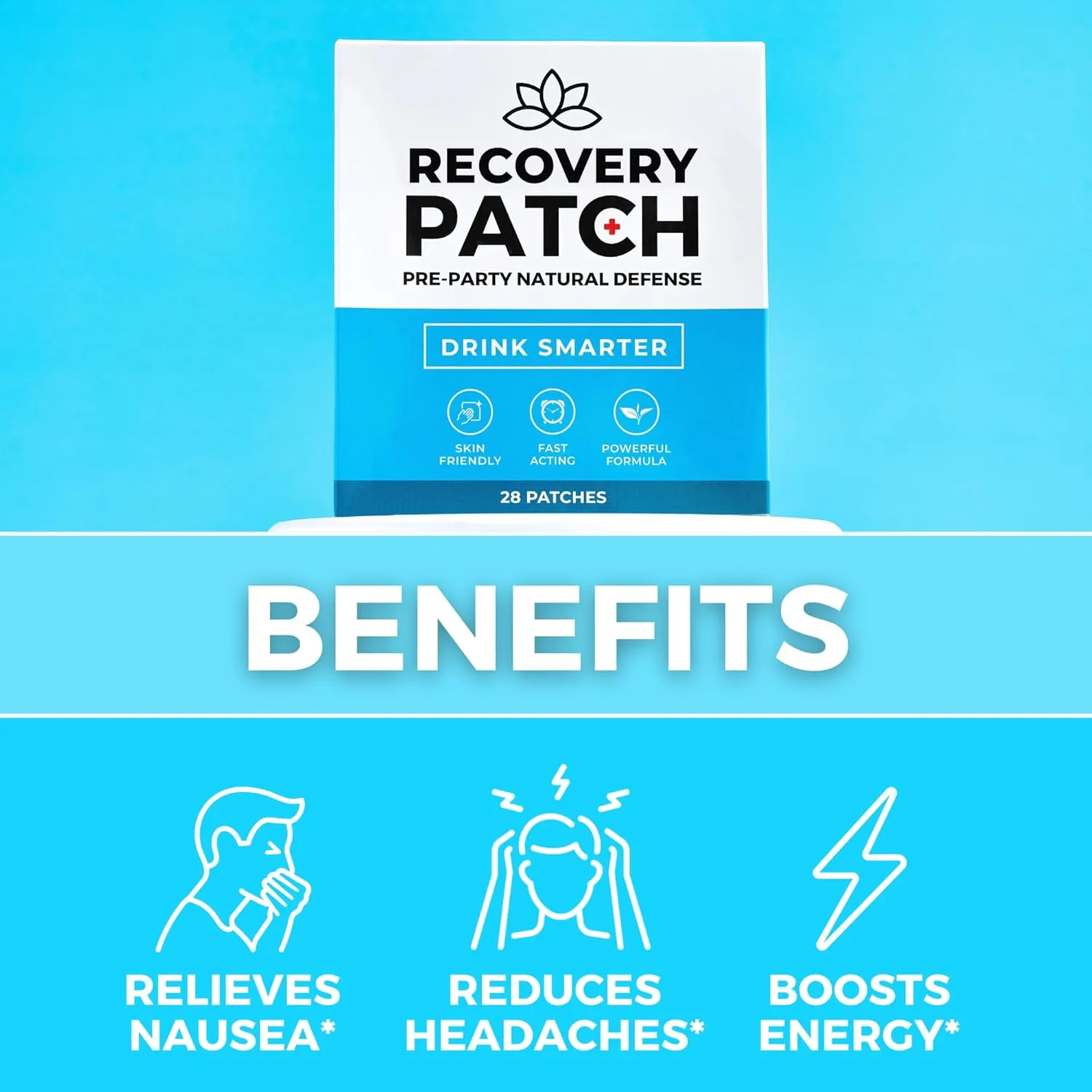 Recovery Patches 28 Pack - Wake Up Refreshed & Energized with Our 100% Natural Ingredients Patch - Individually Wrapped, Skin-Friendly & Waterproof - Enhanced Morning Formula