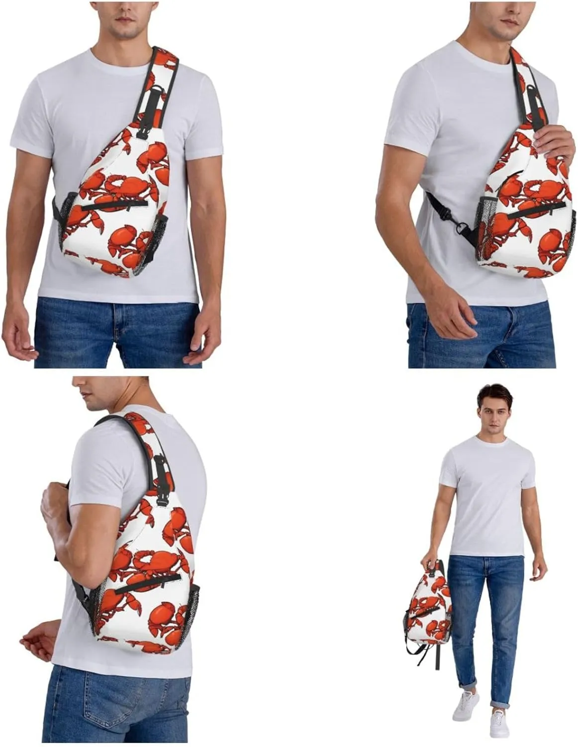 Red Lobster Printed Print Cross Chest Bag Diagonally Durable & Comfortable For Travel And Daily Use