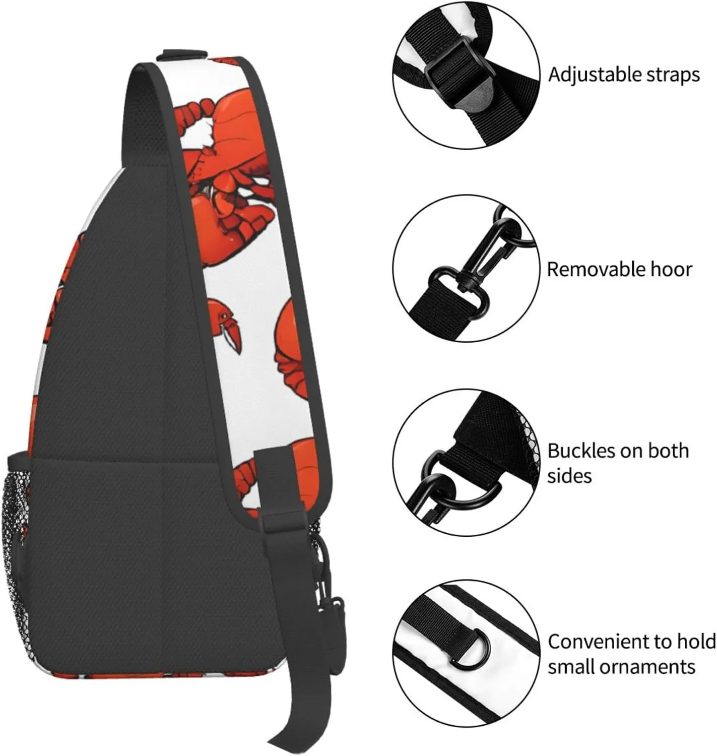 Red Lobster Printed Print Cross Chest Bag Diagonally Durable & Comfortable For Travel And Daily Use