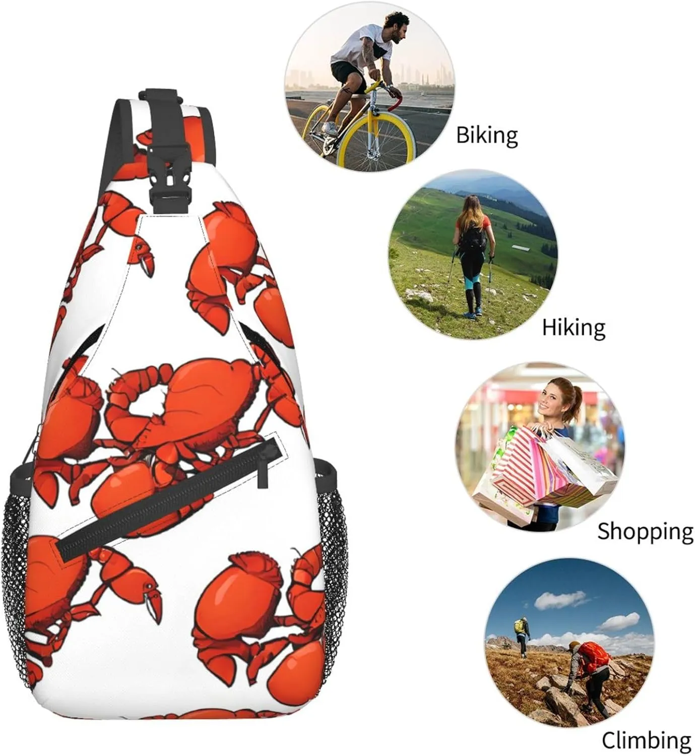 Red Lobster Printed Print Cross Chest Bag Diagonally Durable & Comfortable For Travel And Daily Use