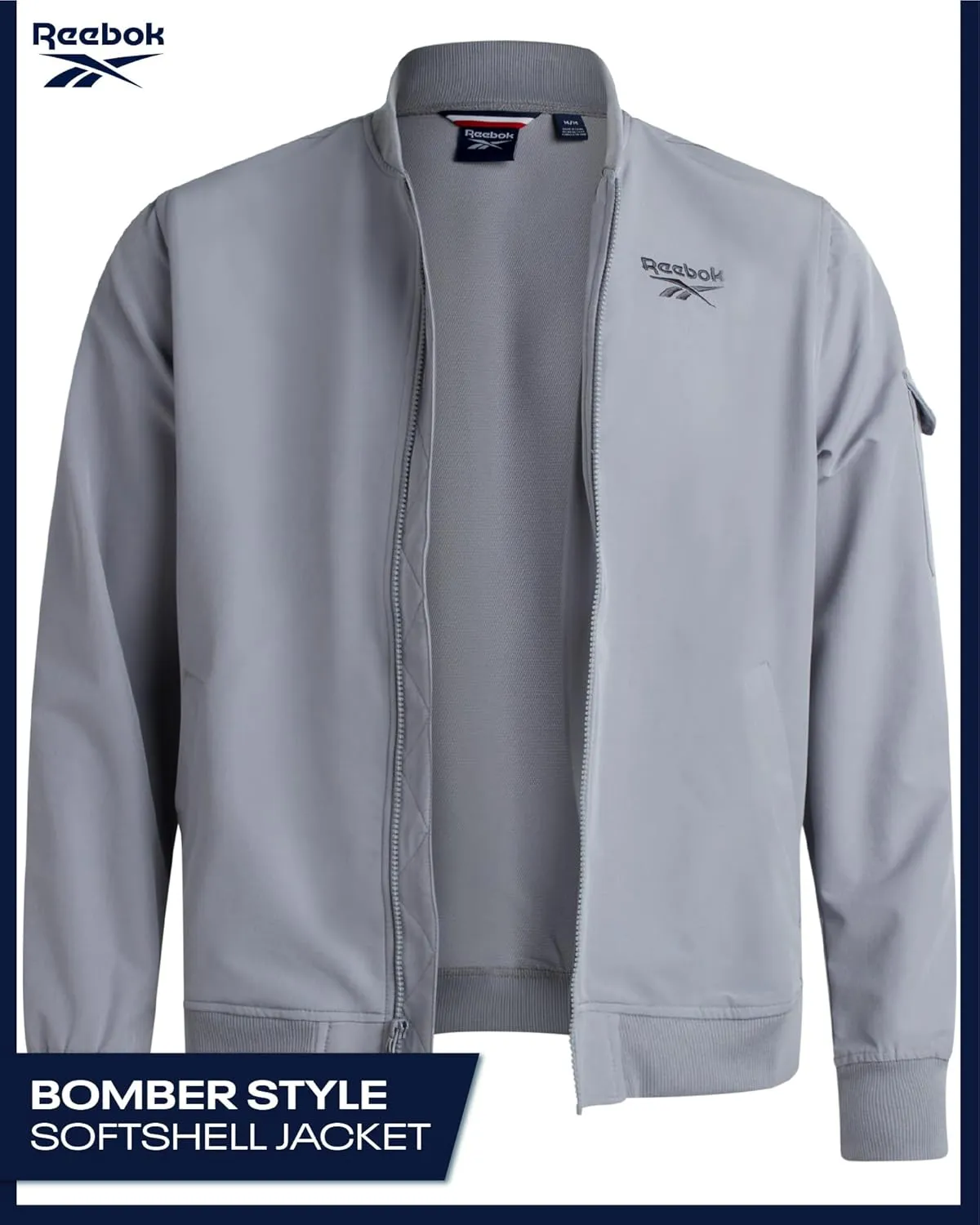 Reebok Mens Rain Jacket - Full Zip Up Lightweight Water Resistant Windbreaker Soft Shell Collar Rain Coat for Men (S-XL)