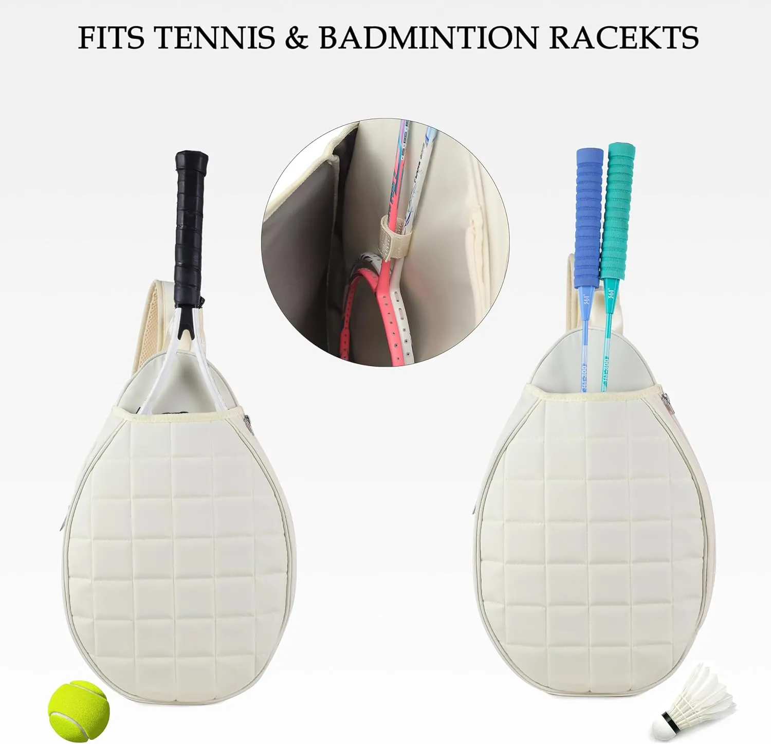 Rejolly Tennis Crossbody Bag for Women Men Quilted Sling Bag for Tennis Racket, Pickleball Paddles, Badminton Racquet