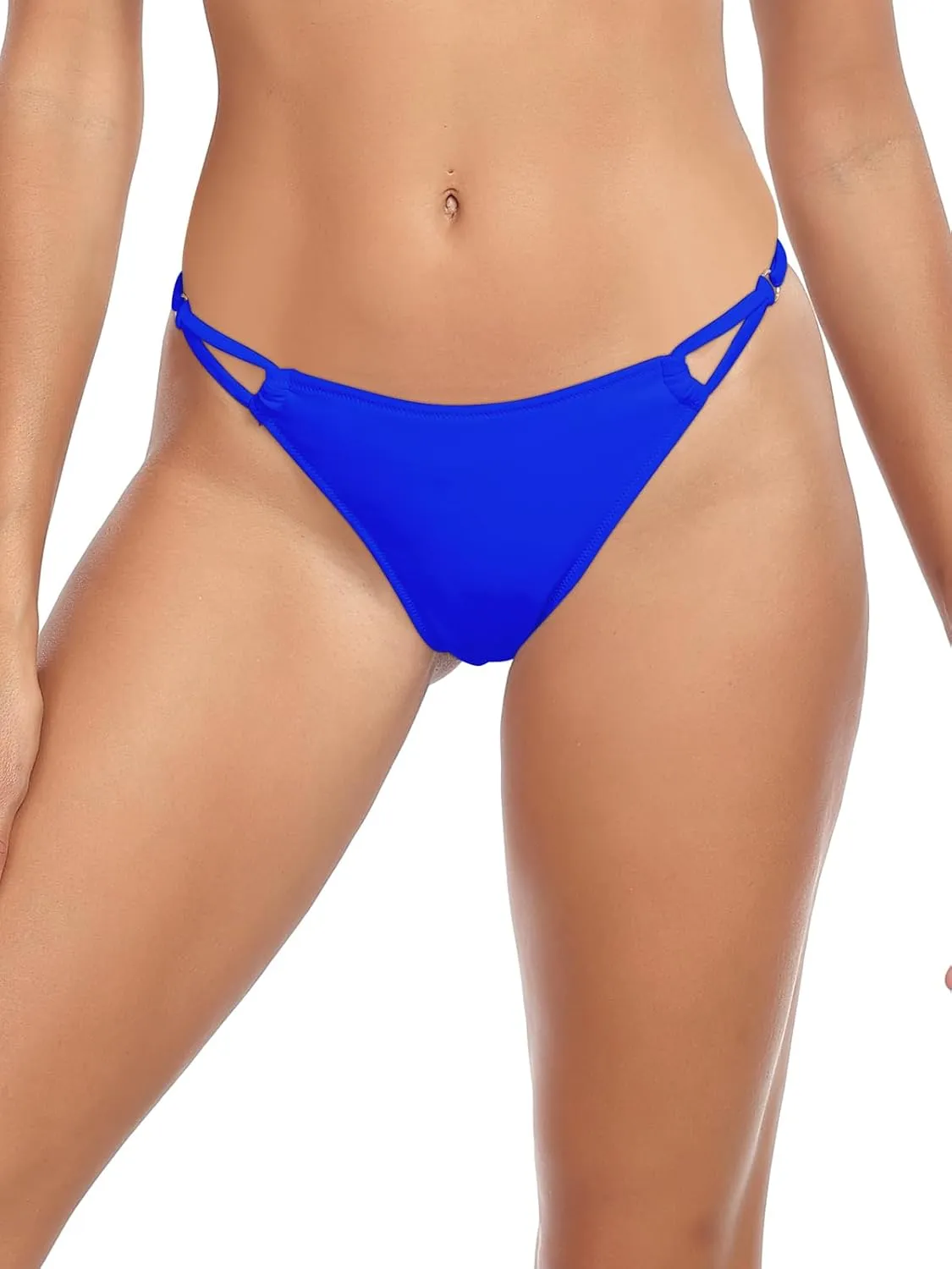 RELLECIGA Women’s Low Rise Sexy Thong Bikini Bottom Adjustable High Leg Swimsuit Bottoms