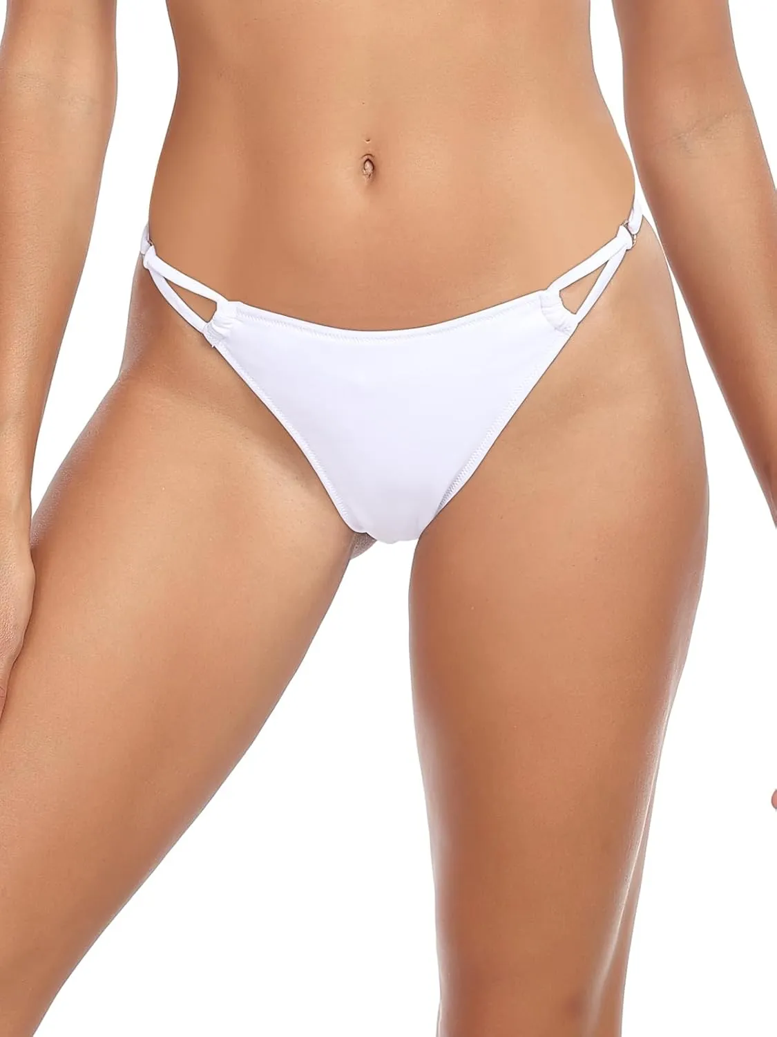 RELLECIGA Women’s Low Rise Sexy Thong Bikini Bottom Adjustable High Leg Swimsuit Bottoms