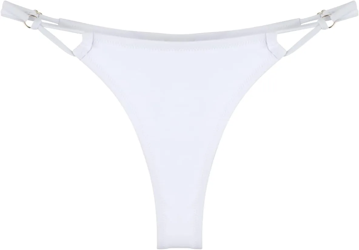 RELLECIGA Women’s Low Rise Sexy Thong Bikini Bottom Adjustable High Leg Swimsuit Bottoms