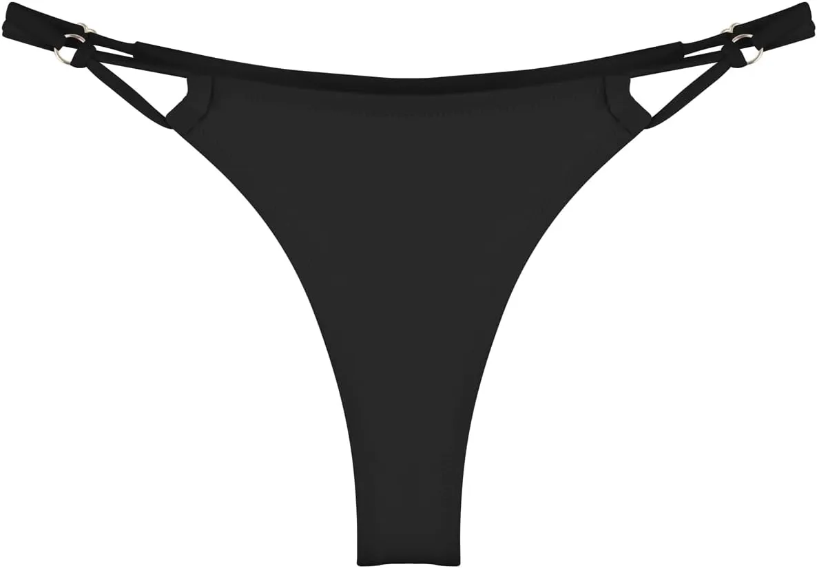 RELLECIGA Women’s Low Rise Sexy Thong Bikini Bottom Adjustable High Leg Swimsuit Bottoms