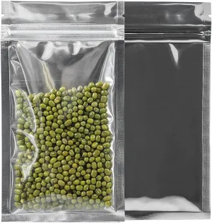 Resealable Zip Mylar Bag Food Storage Aluminum Foil Bags Smell Proof Pouches 100pcs (4.72x7.87 in)