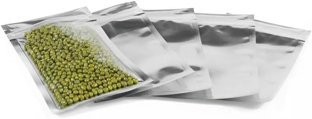 Resealable Zip Mylar Bag Food Storage Aluminum Foil Bags Smell Proof Pouches 100pcs (4.72x7.87 in)