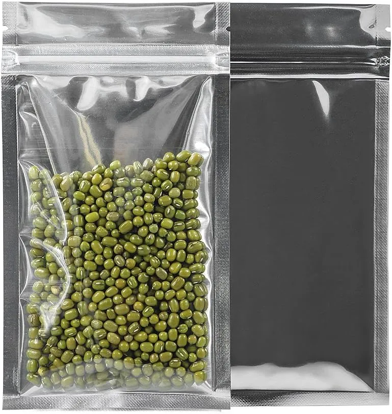 Resealable Zip Mylar Bag Food Storage Aluminum Foil Bags Smell Proof Pouches 100pcs (4.72x7.87 in)