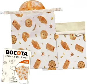 Reusable Beeswax Bread Bags, 2 Pack Sourdough Bags for Homemade Bread, Baguette Loaf Bags,Sour dough Storage Container to Keep Fresh