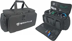 Rockville UT-BAG10 DJ Utility/Cable Bag, 10 Compartments, Padded Straps, Water-Resistant, Lockable Zippers, Perfect for DJs, Events, Gear & Cables