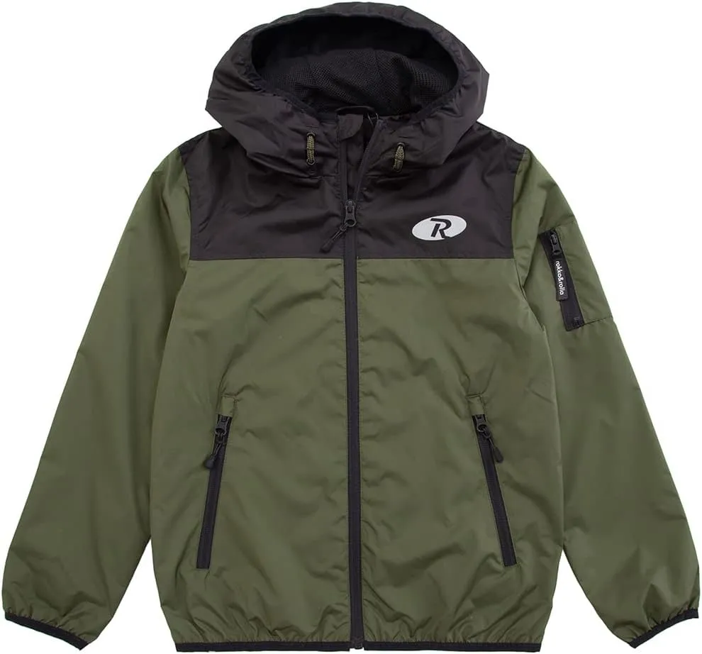 Rokka&Rolla Boys' Lightweight Water-Resistant Jersey-Lined Windbreaker Jacket