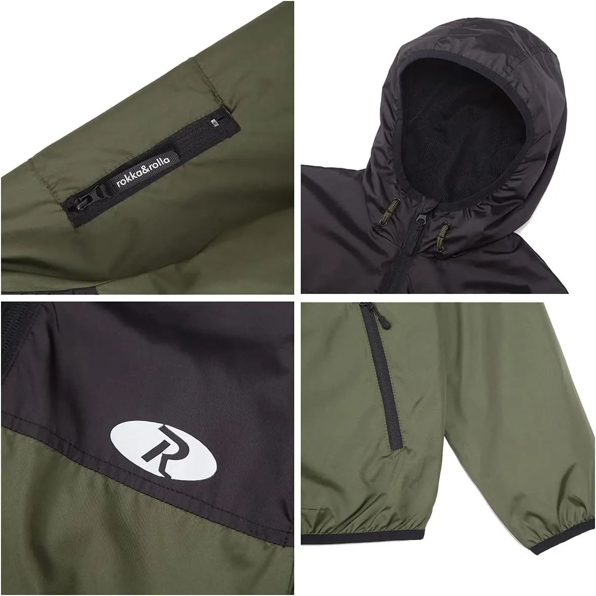 Rokka&Rolla Boys' Lightweight Water-Resistant Jersey-Lined Windbreaker Jacket