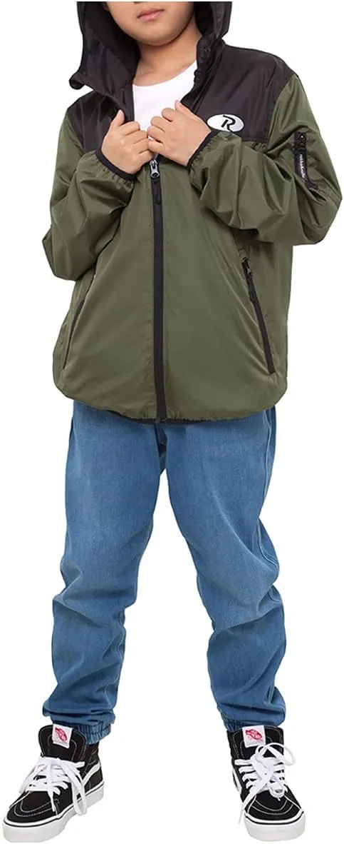 Rokka&Rolla Boys' Lightweight Water-Resistant Jersey-Lined Windbreaker Jacket