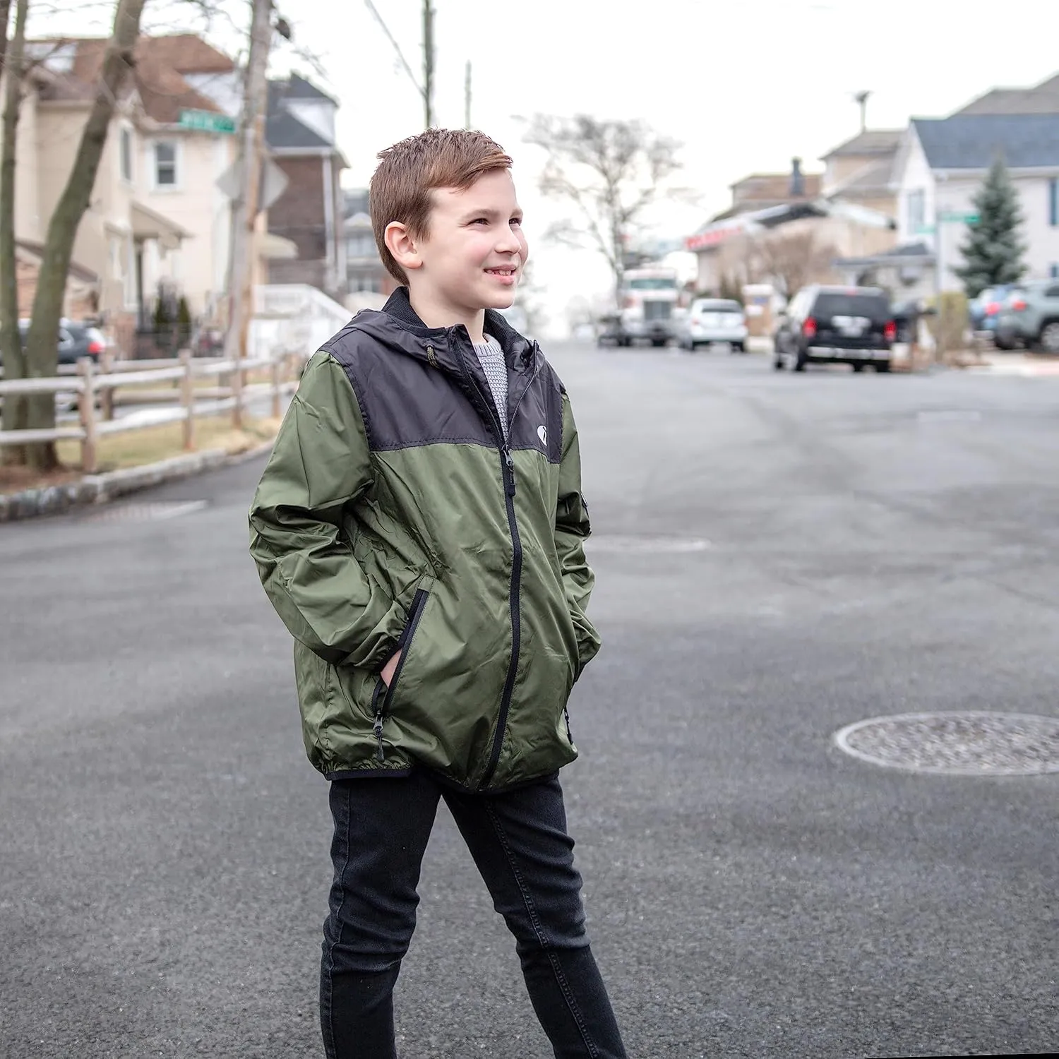 Rokka&Rolla Boys' Lightweight Water-Resistant Jersey-Lined Windbreaker Jacket