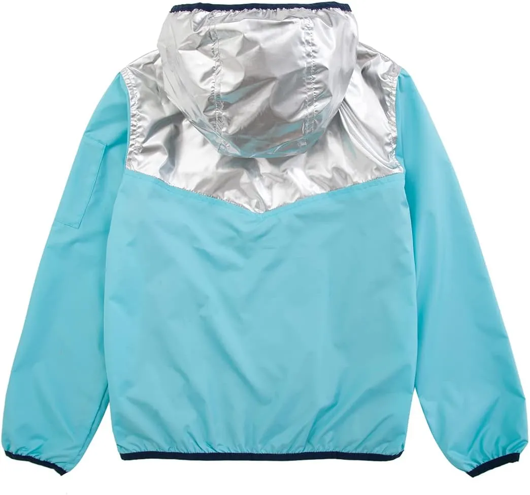 Rokka&Rolla Girls' Lightweight Water-Resistant Jersey-Lined Hooded Windbreaker Jacket