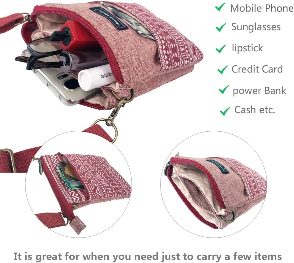 Roomy Cell Phone Purse Wallet Canvas Small Crossbody Purse Bags with Shoulder Strap For Women teen girlsl