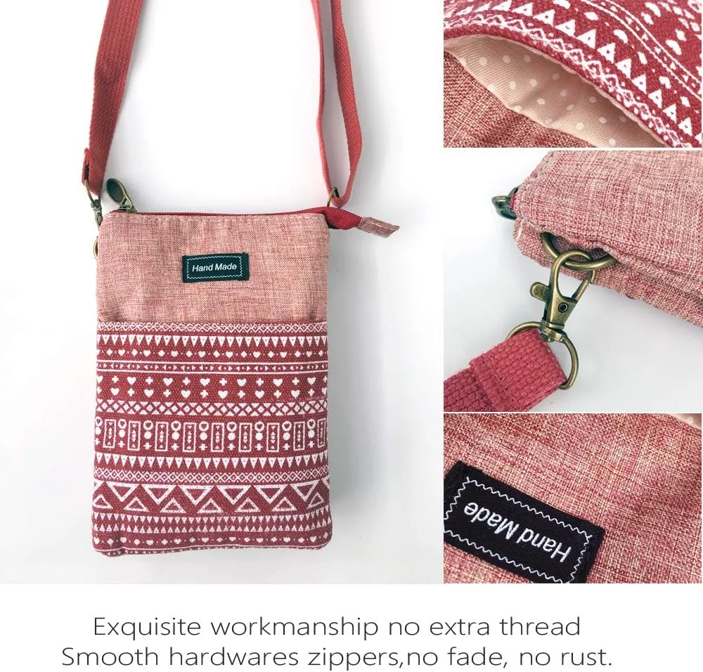 Roomy Cell Phone Purse Wallet Canvas Small Crossbody Purse Bags with Shoulder Strap For Women teen girlsl
