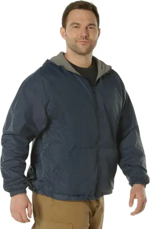 Rothco Reversible Hooded Jacket – Comfortable and Water-Resistant for Outdoor Adventures (US, Alpha, Large, Regular, Regular, Navy Blue)