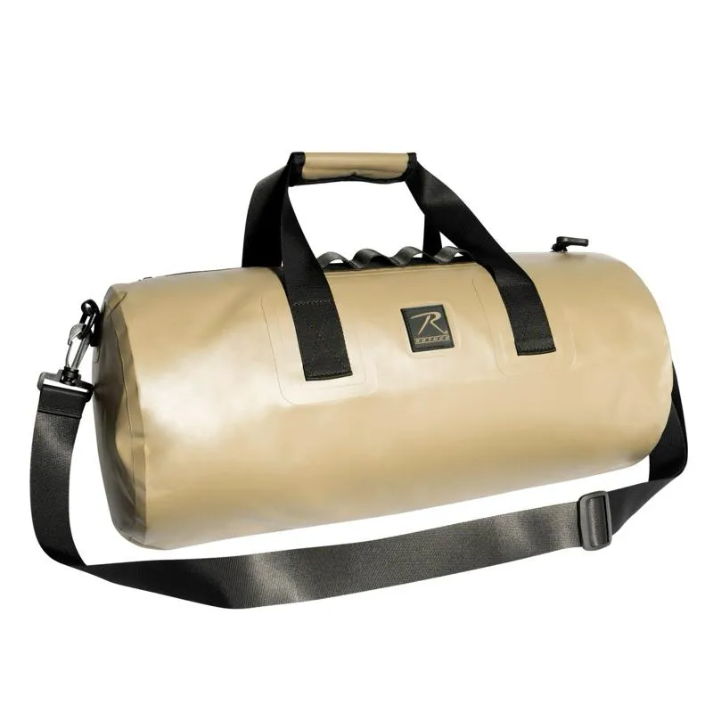Rothco Waveguard Waterproof Duffle Bag 20L IPX7 Waterproof 19 Inch x 9 Inch Heavy-Duty Vinyl Tarpaulin Shell Black with Removable Shoulder Strap