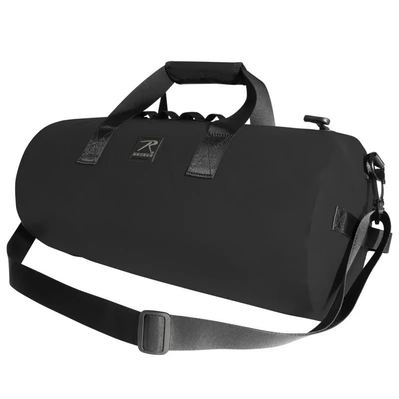 Rothco Waveguard Waterproof Duffle Bag 20L IPX7 Waterproof 19 Inch x 9 Inch Heavy-Duty Vinyl Tarpaulin Shell Black with Removable Shoulder Strap