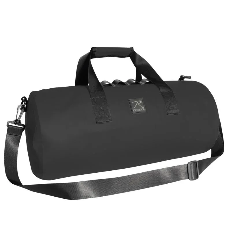 Rothco Waveguard Waterproof Duffle Bag 20L IPX7 Waterproof 19 Inch x 9 Inch Heavy-Duty Vinyl Tarpaulin Shell Black with Removable Shoulder Strap