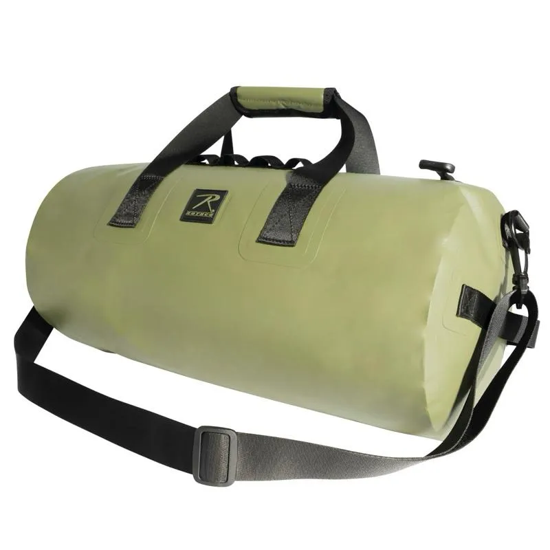 Rothco Waveguard Waterproof Duffle Bag 20L IPX7 Waterproof 19 Inch x 9 Inch Heavy-Duty Vinyl Tarpaulin Shell Black with Removable Shoulder Strap