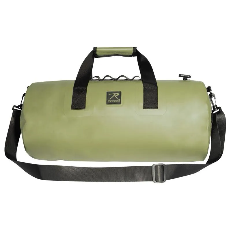 Rothco Waveguard Waterproof Duffle Bag 20L IPX7 Waterproof 19 Inch x 9 Inch Heavy-Duty Vinyl Tarpaulin Shell Black with Removable Shoulder Strap