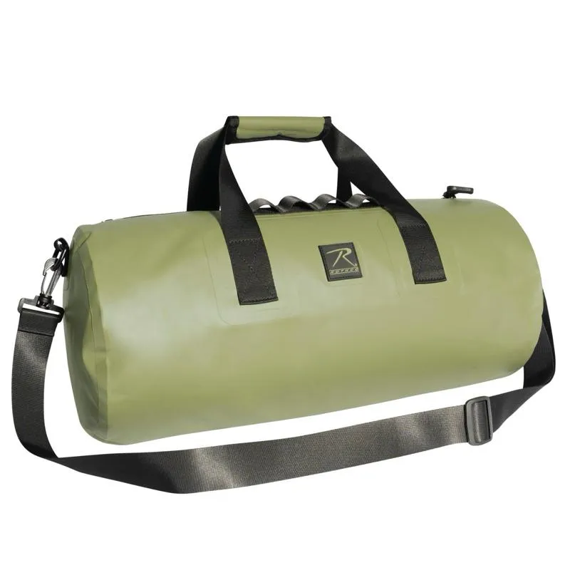 Rothco Waveguard Waterproof Duffle Bag 20L IPX7 Waterproof 19 Inch x 9 Inch Heavy-Duty Vinyl Tarpaulin Shell Black with Removable Shoulder Strap