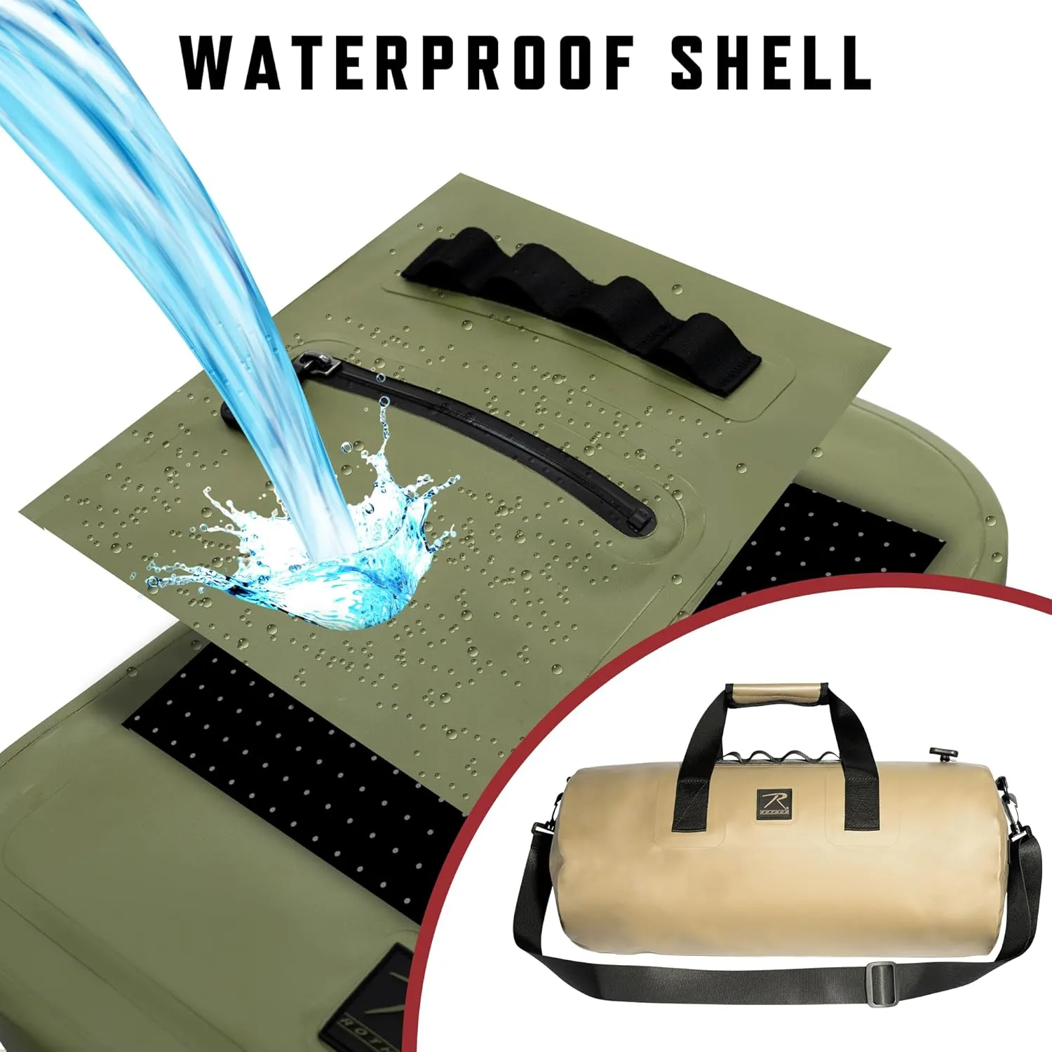 Rothco Waveguard Waterproof Duffle Bag – Dry Storage Duffel Hiking Boating Kayaking Canoeing Travel Beach Sack - Black