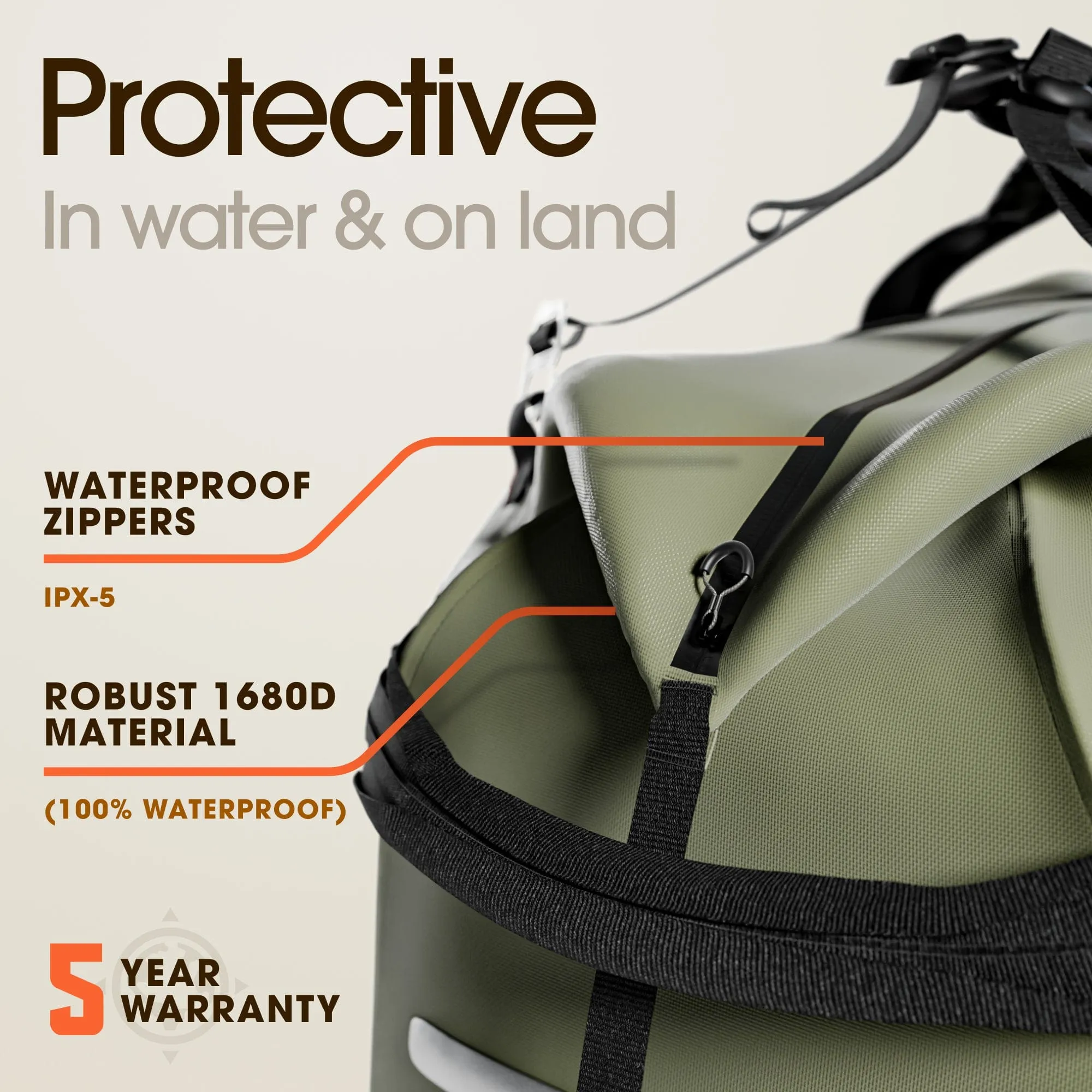 Rover Duffel Heavy Duty Water-Resistant 1680D TPU Duffle Bag with Detachable Straps & 4 Grab Handles ( 70L / 115L / 160L )