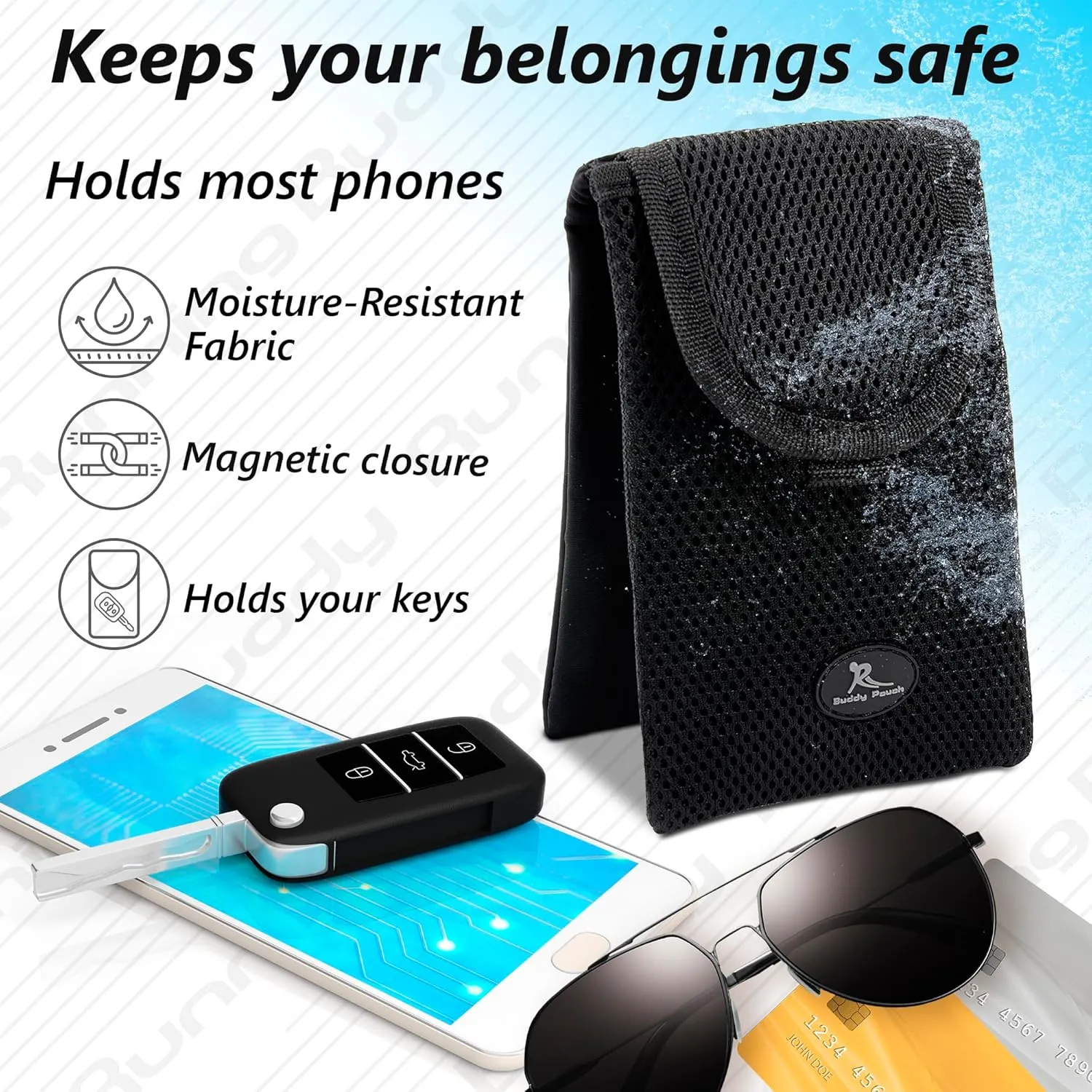 Running Buddy Magnetic Running Pouch - Men & Women | Cycling, Jogging Fanny Pack Holds Phone, Money, Key, Treats | Plus Size Running Waist Pack - 6-1/2 in x 4 in | Water-Resistant, No Bounce, No Chafe