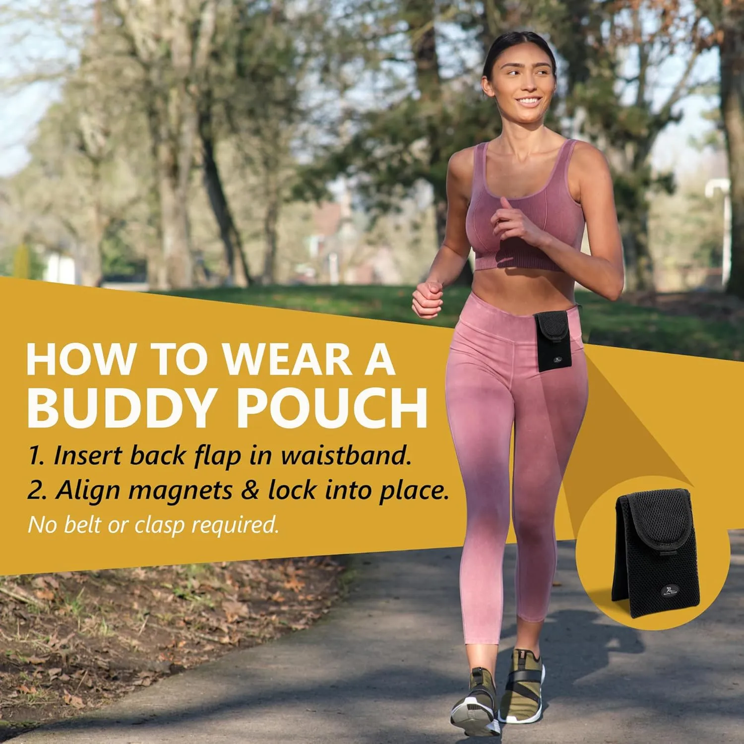 Running Buddy Magnetic Running Pouch - Men & Women | Cycling, Jogging Fanny Pack Holds Phone, Money, Key, Treats | Plus Size Running Waist Pack - 6-1/2 in x 4 in | Water-Resistant, No Bounce, No Chafe