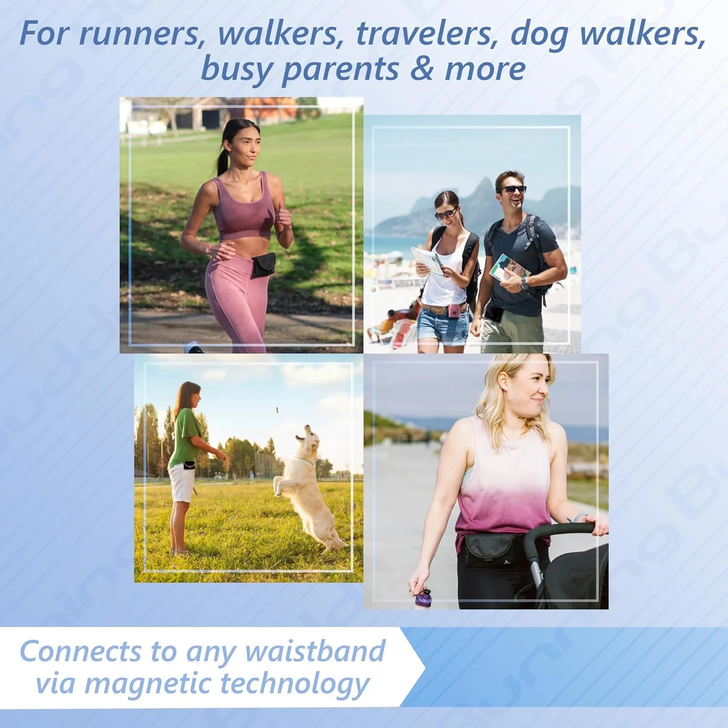 Running Buddy Magnetic Running Pouch - Men & Women | Cycling, Jogging Fanny Pack Holds Phone, Money, Key, Treats | Plus Size Running Waist Pack - 6-1/2 in x 4 in | Water-Resistant, No Bounce, No Chafe