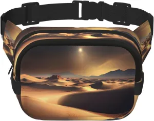 Sahara Desert print Crossbody Bag Unisex - Square Double Layer Waist Bag Everywhere Fanny Pack Purse with Adjustable Strap