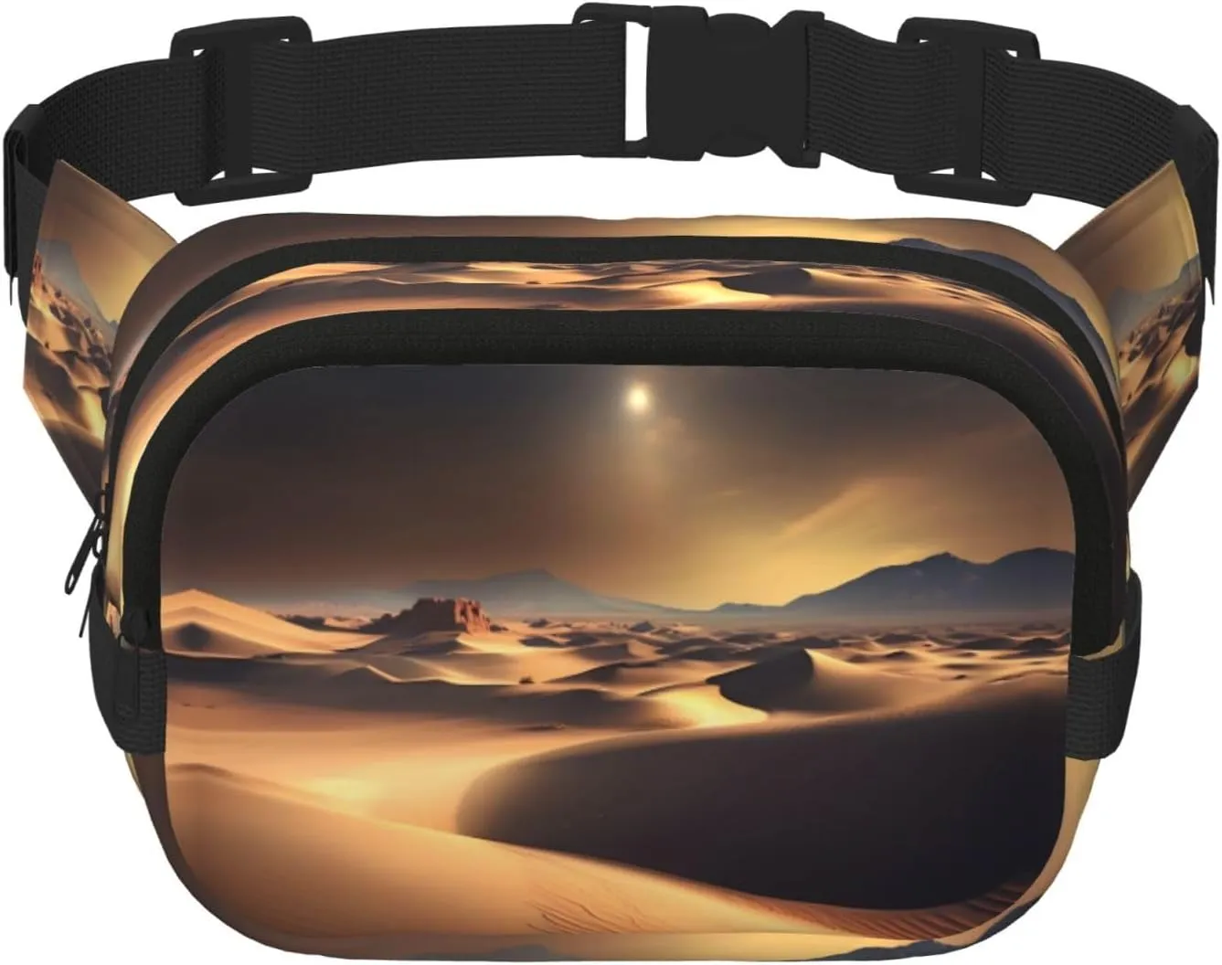 Sahara Desert print Crossbody Bag Unisex - Square Double Layer Waist Bag Everywhere Fanny Pack Purse with Adjustable Strap