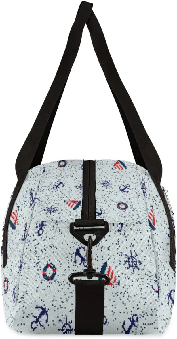 Sailboat Anchor Lifebuoy Cute Marine Personalized Kids Duffel Bag for Girls Boys, Marine Debris Custom Name Dance Bag Overnight Small Duffel Bag Carry On Weekend Sports Travel Bag for School Practice Gymnastics Ballet