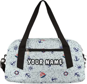 Sailboat Anchor Lifebuoy Cute Marine Personalized Kids Duffel Bag for Girls Boys, Marine Debris Custom Name Dance Bag Overnight Small Duffel Bag Carry On Weekend Sports Travel Bag for School Practice Gymnastics Ballet
