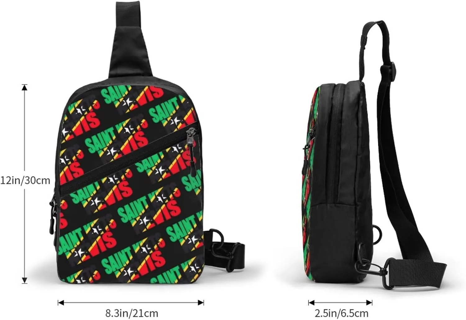 Saint Kitts Nevis Flag Crossbody Bag Portable Sling Bags Foldable Chest Daypack Reusable Sports Shoulder Backpack Diagonally Casual Rucksack Travel Bag