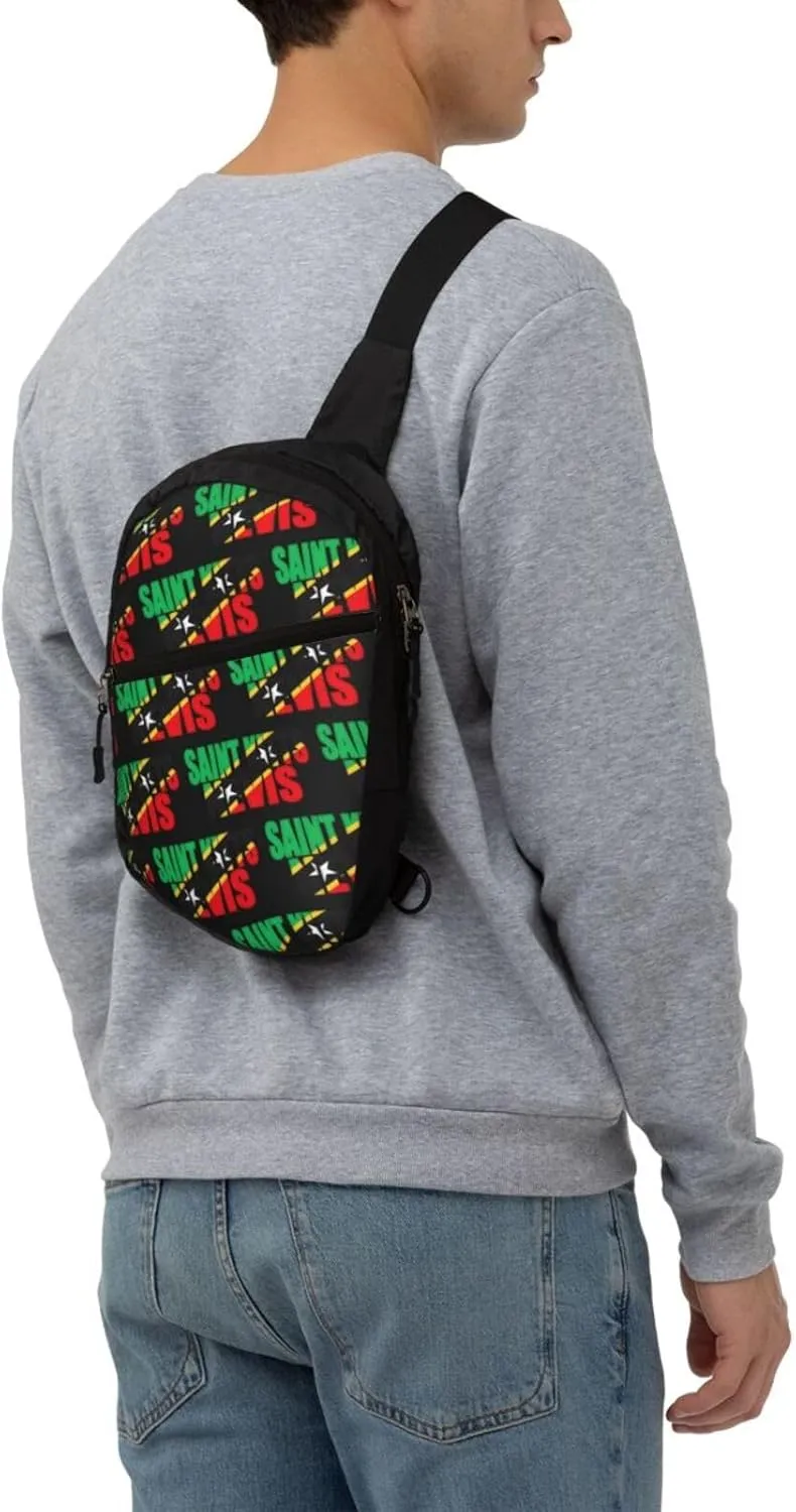 Saint Kitts Nevis Flag Crossbody Bag Portable Sling Bags Foldable Chest Daypack Reusable Sports Shoulder Backpack Diagonally Casual Rucksack Travel Bag