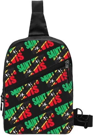 Saint Kitts Nevis Flag Crossbody Bag Portable Sling Bags Foldable Chest Daypack Reusable Sports Shoulder Backpack Diagonally Casual Rucksack Travel Bag